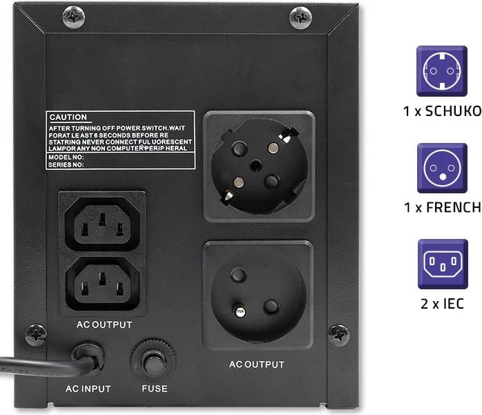 UPS Qoltec 53776, 1500VA, 900W, Midi Tower, Zi UPS Qoltec 53776, 1500VA, 900W, Midi Tower, Zi