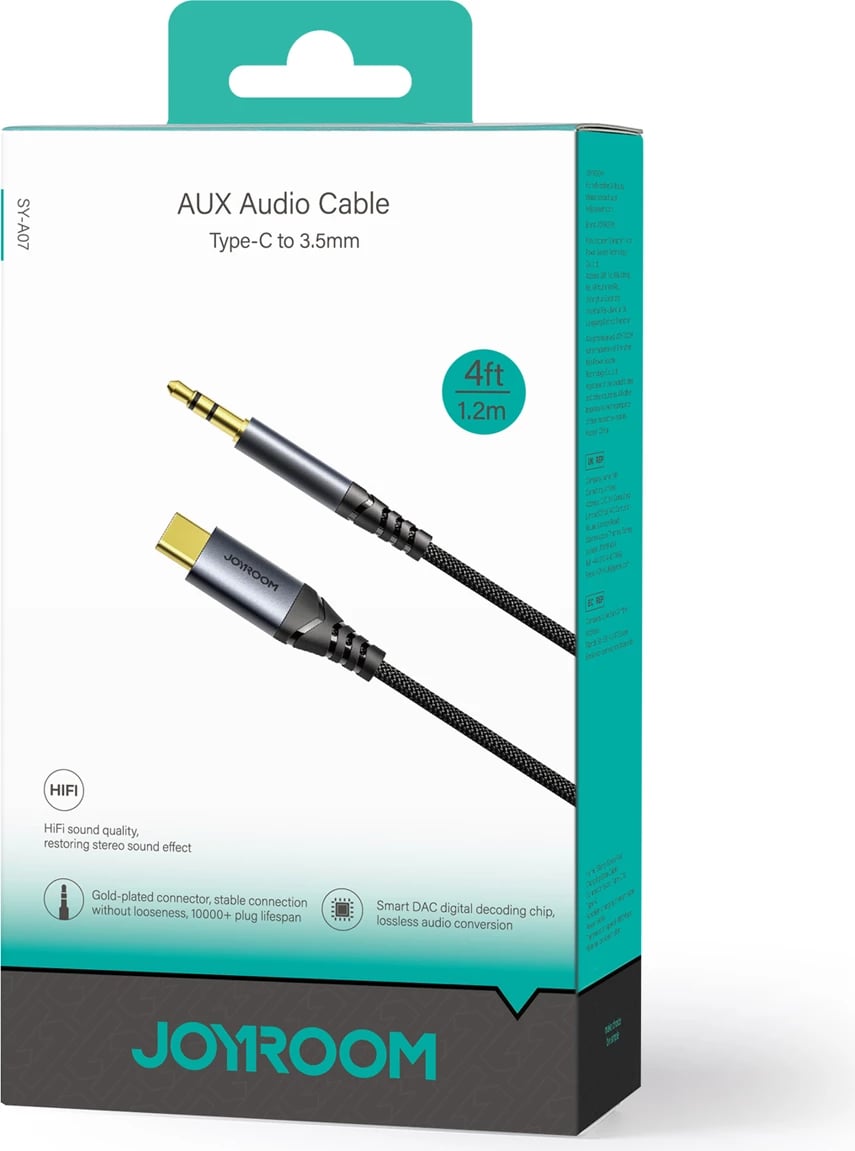 Kabllo audio, Joyroom, SY-A07 Audio Transfer Series, 3.5 mm mini jack në USB-C 1.2 m, e zezë Kabllo audio, Joyroom, SY-A07 Audio Transfer Series, 3.5 mm mini jack në USB-C 1.2 m, e zezë