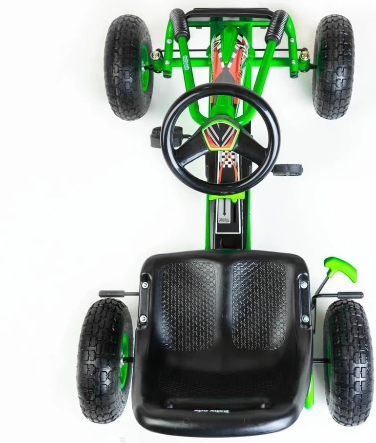 Go-kart me pedale, Baby Mix Razor, rrota të fryra 25 cm, frenë dore, drejtim përpara/mbrapsht, moshat 3-8 vjeç, ngarkesa 30 kg, jeshile