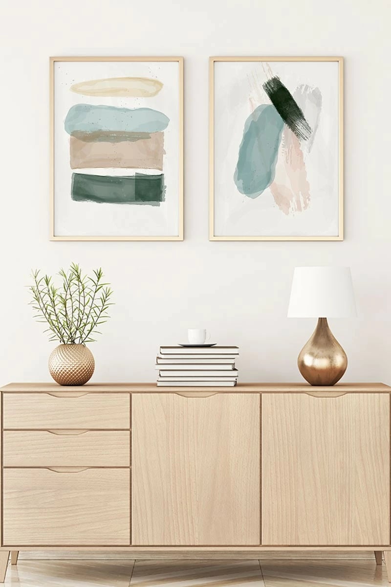 Pikturë dekorative me kornizë, 2 copë, MDF, shumëngjyrëshe, Wallity, Huhu103, 50x35cm