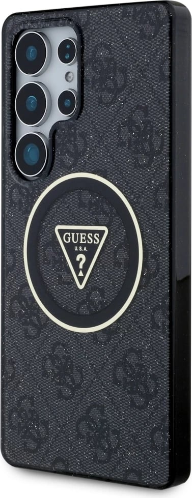 Mbështjellës Guess 4G Glitter Triangle Buttons MagSafe për Samsung Galaxy S25 Ultra, Zi Mbështjellës Guess 4G Glitter Triangle Buttons MagSafe për Samsung Galaxy S25 Ultra, Zi
