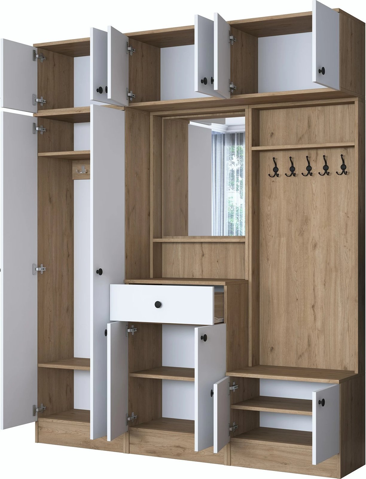 Stendë korridori, ngjyrë e bardhë dhe arre, EA108 - 2428