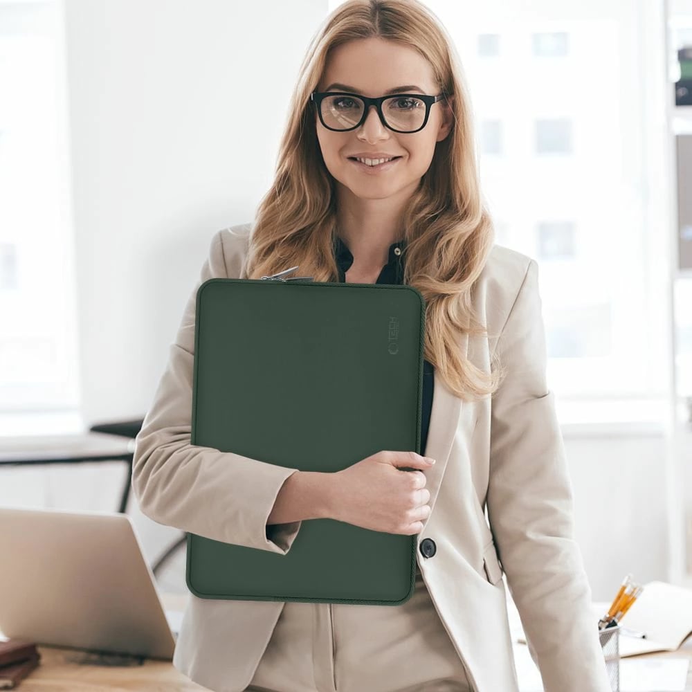 Çantë laptopi Tech-Protect NeoSlim 15-16 inç, me mini çantë, e gjelbër
