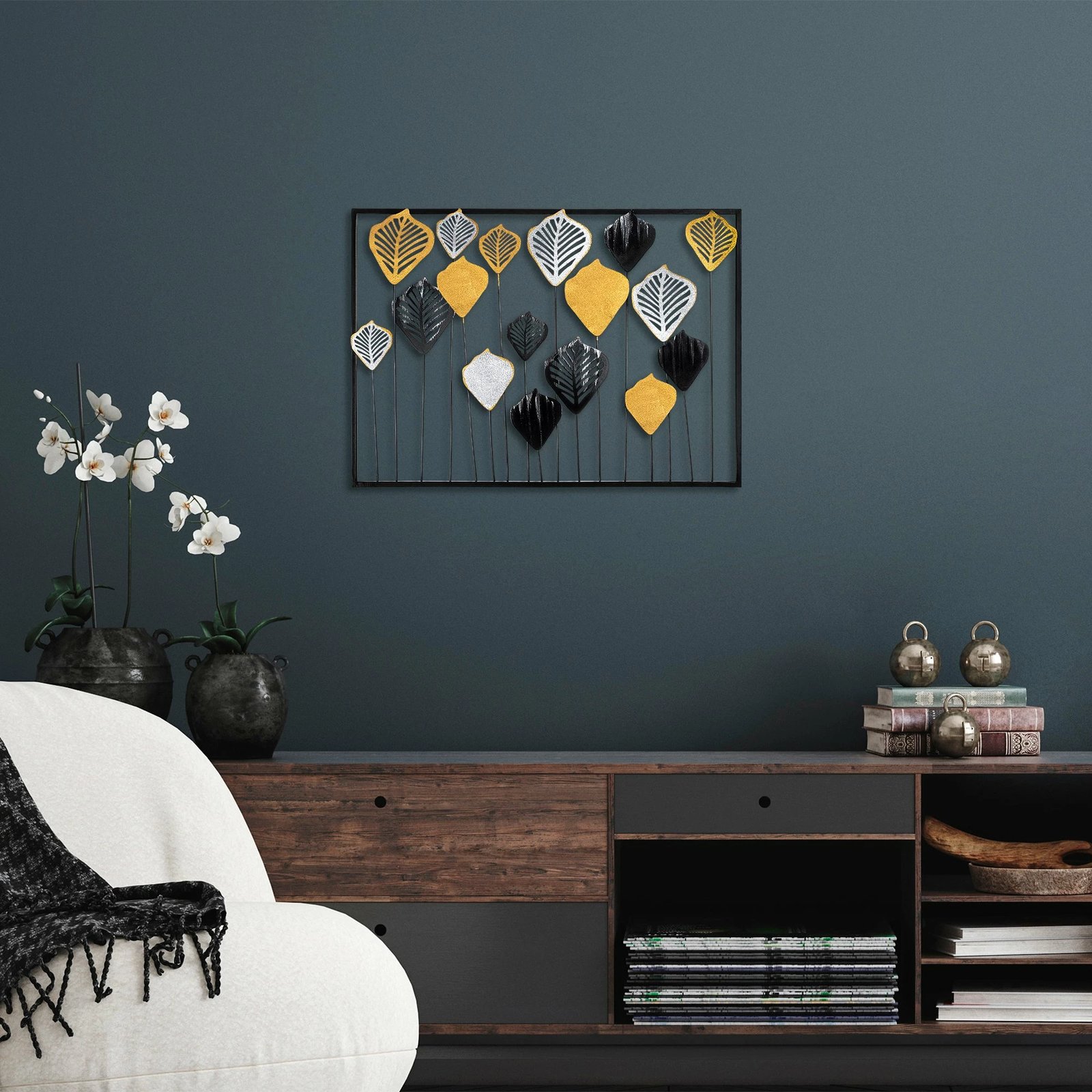 Aksesor dekorativ metalik për mur, Wallity, shumëngjyrësh, hornbeam