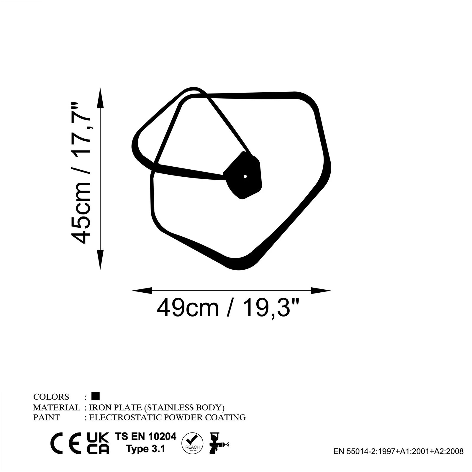 Orë muri dekorative prej metali, dizajn amorf, Wallity, e zezë
