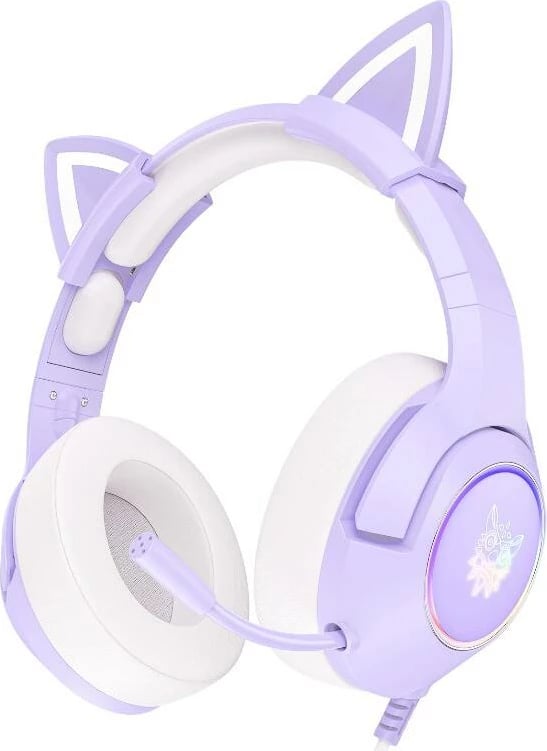 Kufje gaming ONIKUMA K9 me mikrofon, me veshë mace, Purple