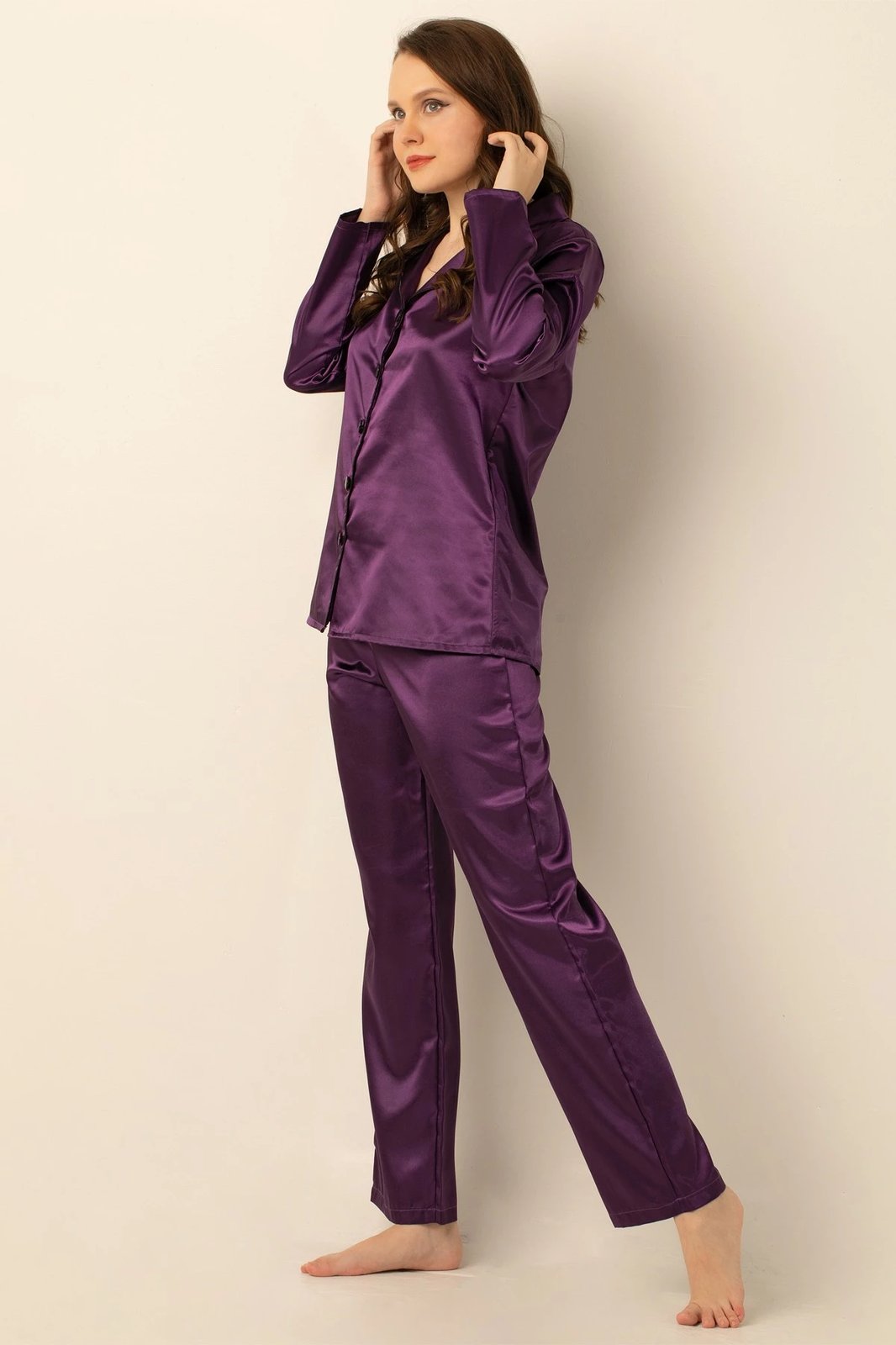 Set pizhamash për gra, ngjyrë vjollcë e errët, Jumeon 002-000905