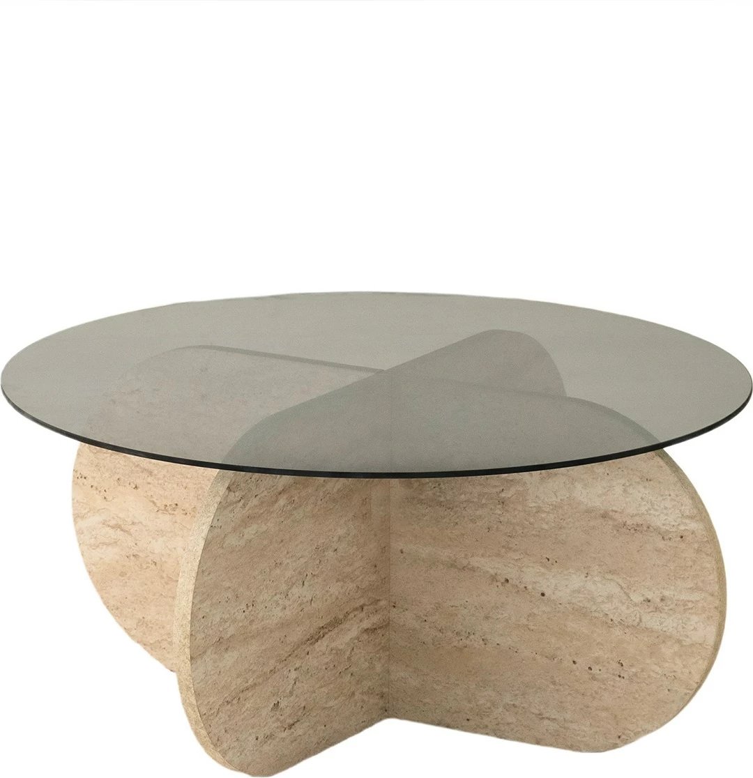 Tavolinë kafeje Hanah Home, Bubble, travertin dhe fume