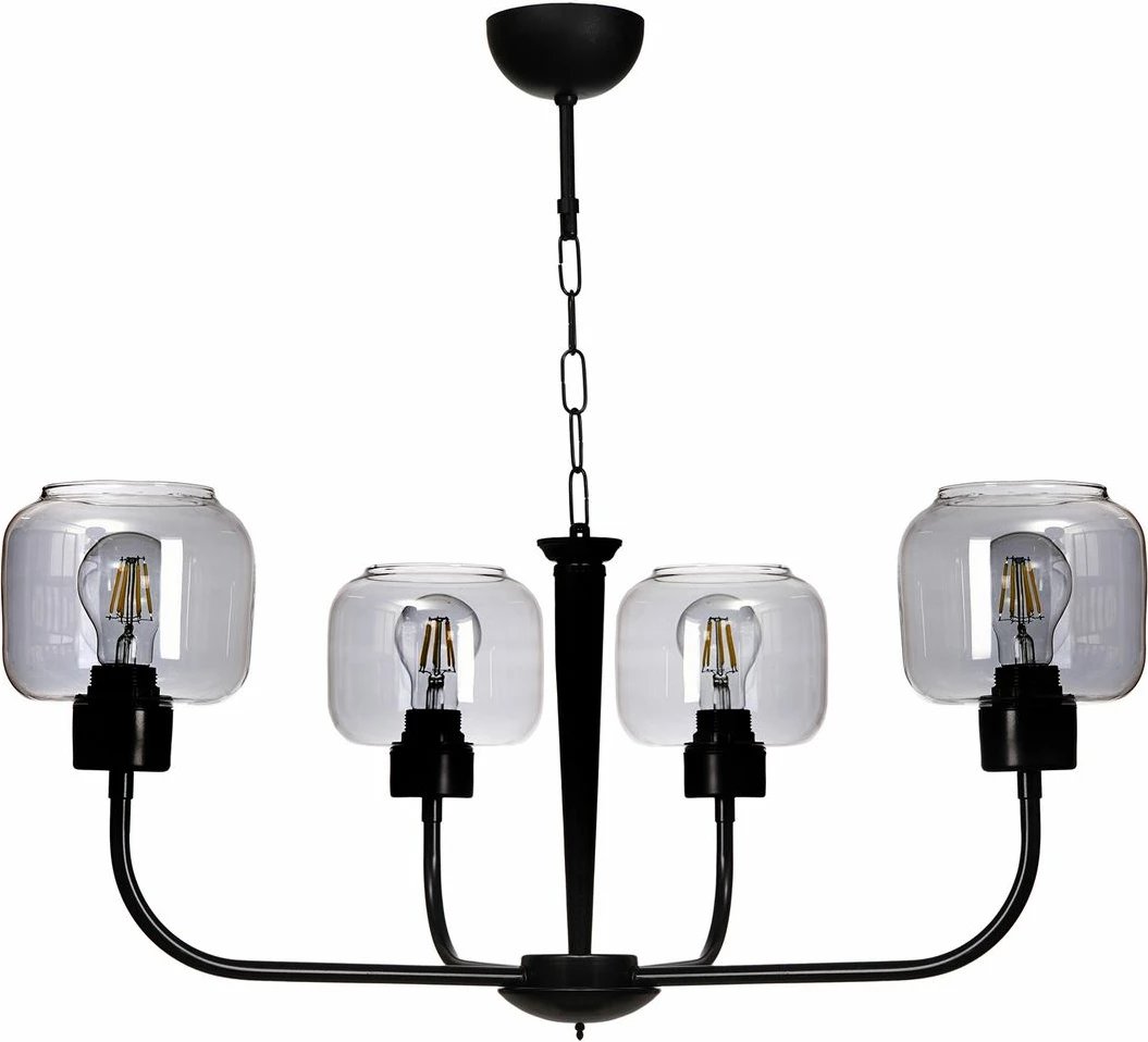 Llambadar Opviq, 8986-4, metal dhe qelq, ngjyrë gri e zezë