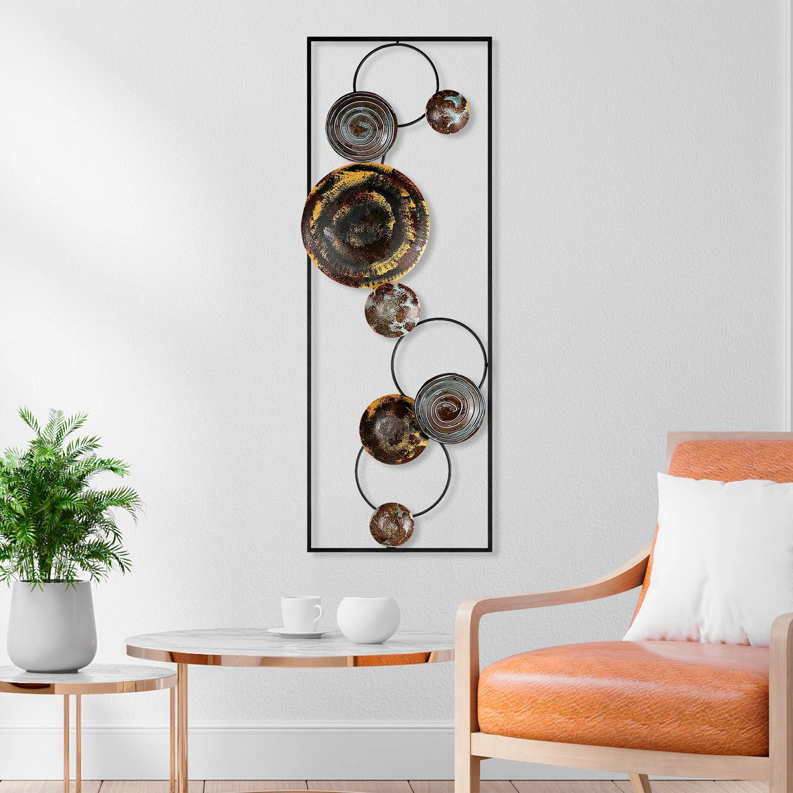 Aksesor dekorativ metalik për mur Wallity, teksturë, shumëngjyrësh - 5