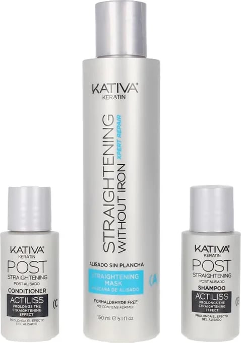 Set për drejtimin e flokëve KATIVA Keratin Anti-Frizz Smoothing Without Iron Repair Tips, 3 copë, unisex