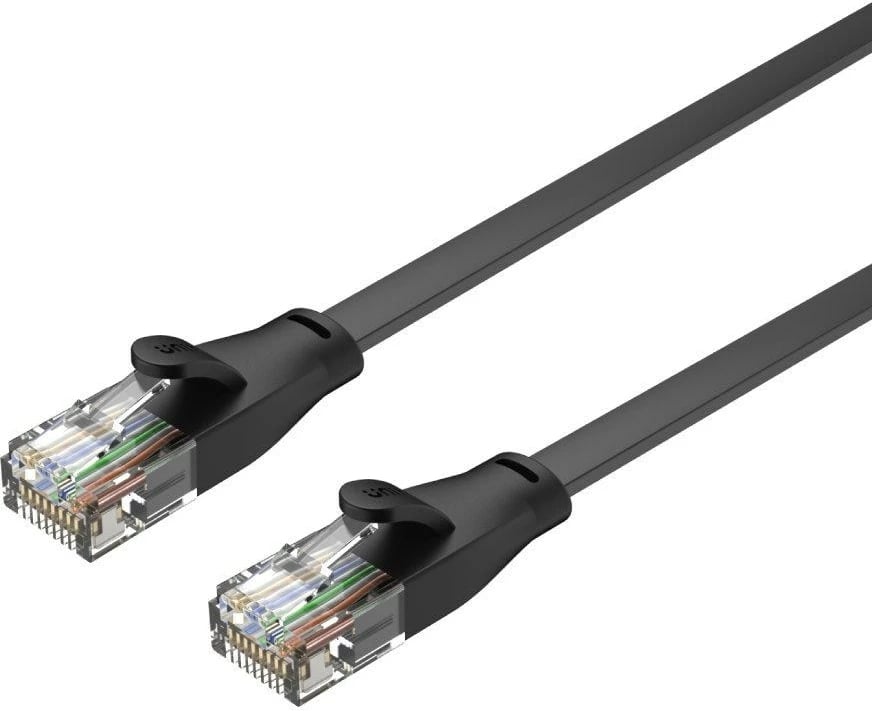 Kabllo e sheshtë Unitek Ethernet, Cat 6, RJ45, UTP, e zezë