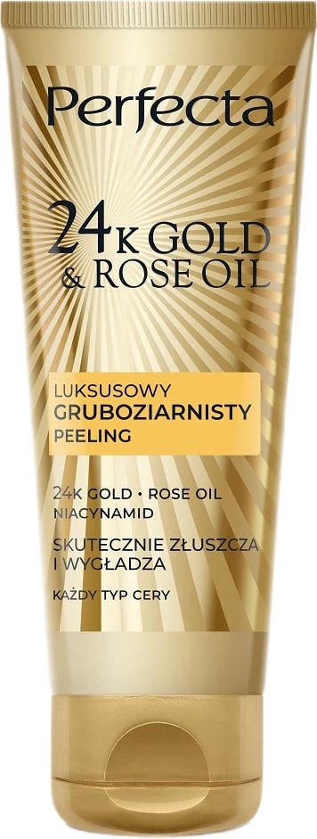 Peeling për fytyrë Perfecta 24K Gold & Rose Oil Luxury Coarse Exfoliating për femra, 75g