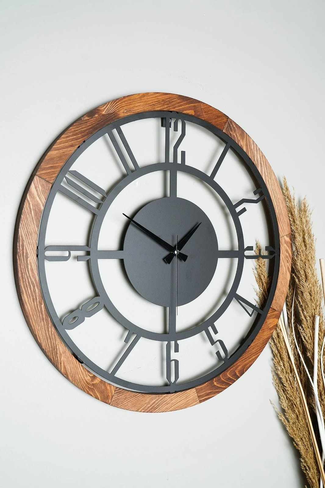 Orë muri dekorative metalike Wallity, Myk1197-10, ngjyrë arre dhe e zezë, 55x55cm