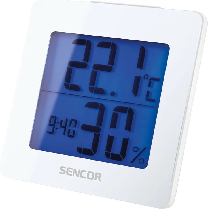 Termometër Sencor SWS 1500W me alarm, matje lagështie, kaltër/bardhë
