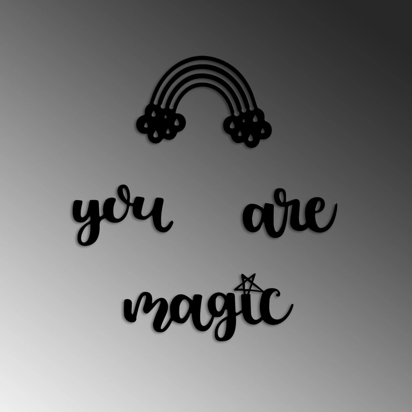 Aksesor dekorativ metalik për mur, Wallity, you are magic, set