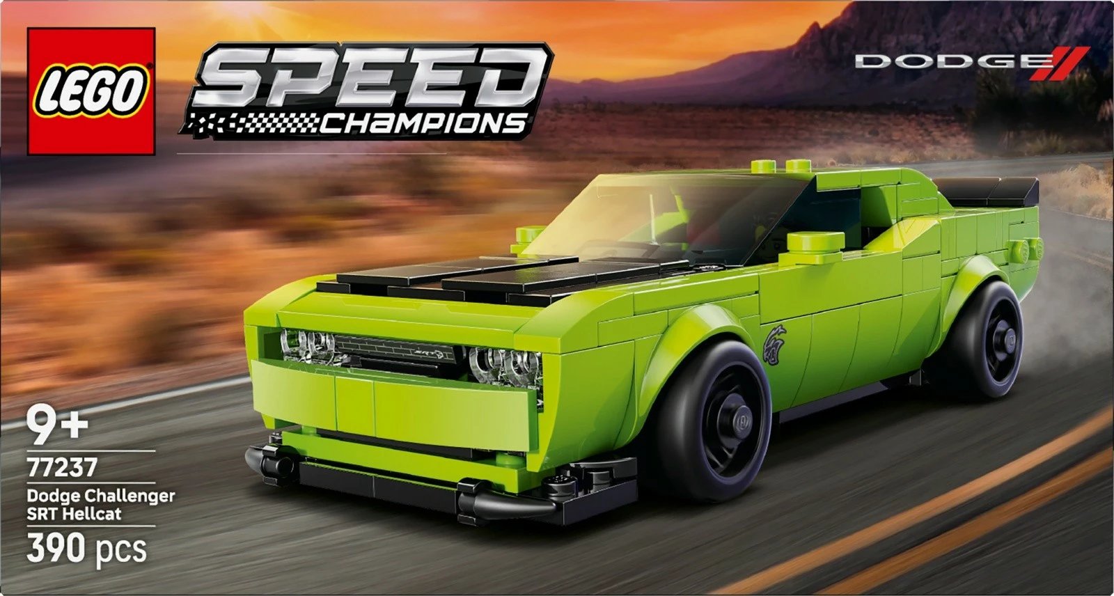 Set ndërtimi LEGO Speed Champions Dodge Challenger SRT Hellcat 77237, 390 pjesë, e gjelbër