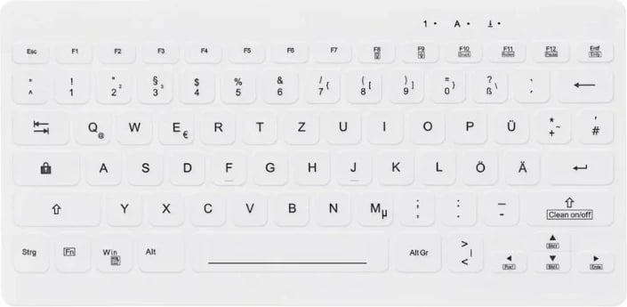 Tastierë Cherry AKTIVE KEY Hygiene Mini Ultraflat, stil notebook, e bardhë