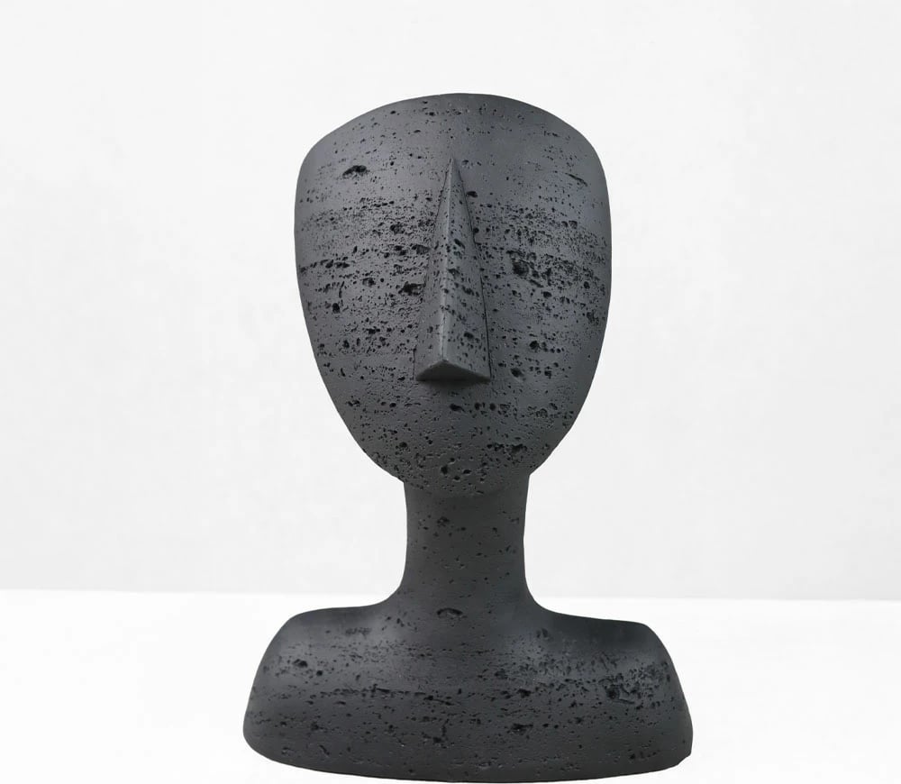 Dekor fytyrë AURA II, rrëshirë e zezë, 19x14x26cm