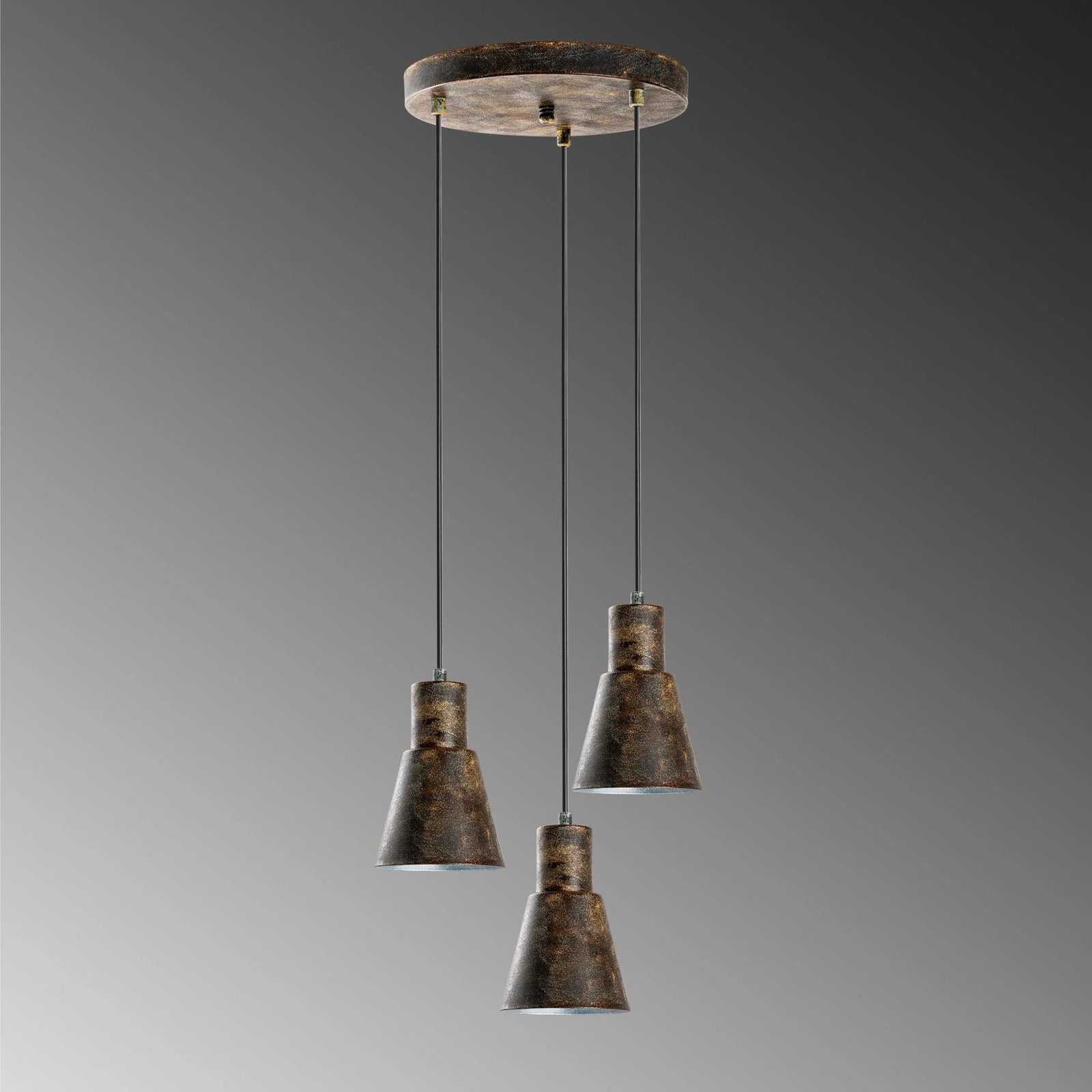 Llambë tavani Opviq, KONIKKEM-6357-3-RETRO, metal, ngjyrë antike, lartësi e rregullueshme, 40cm