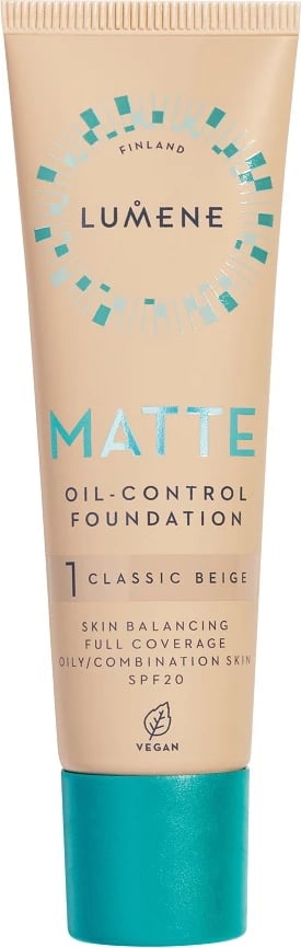 Fondatinë për femra Lumene Matte Oil-Control Foundation SPF20 1 Classic Beige, 30ml