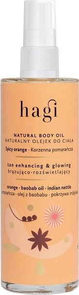 Vaj trupi Hagi Oil with Gold Flakes që mban nxirjen për femra, 100ml