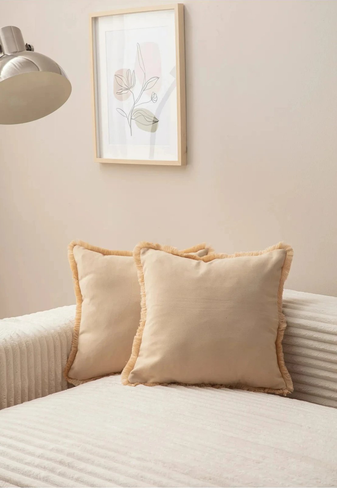 Set mbulesash për jastëkë (2 copë), Evila Originals, me fije, bezhë v1