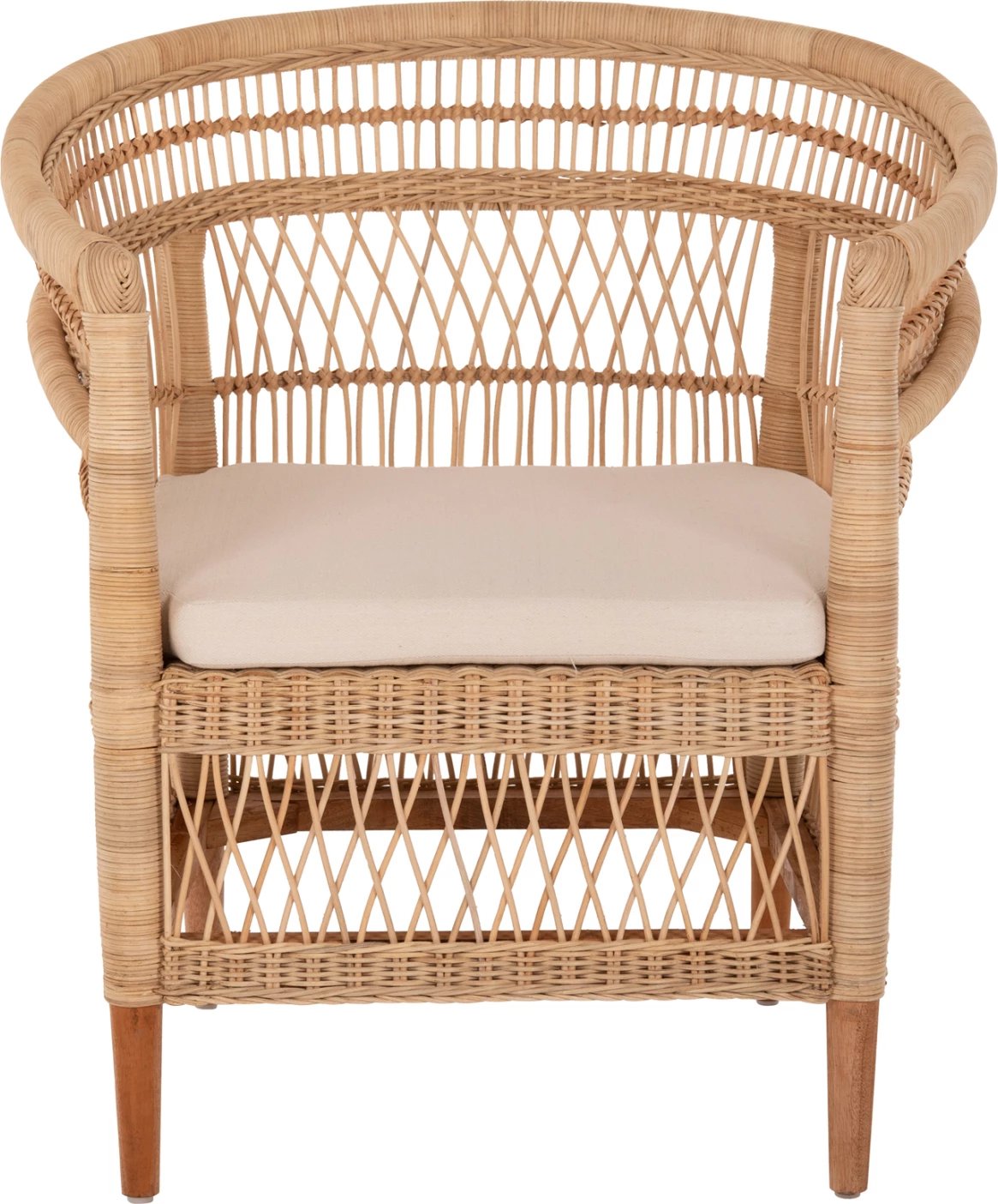 Karrige Malawi, dru mahogany-rattan-jastëk i bardhë, FH9635.04, 80x70x86 cm