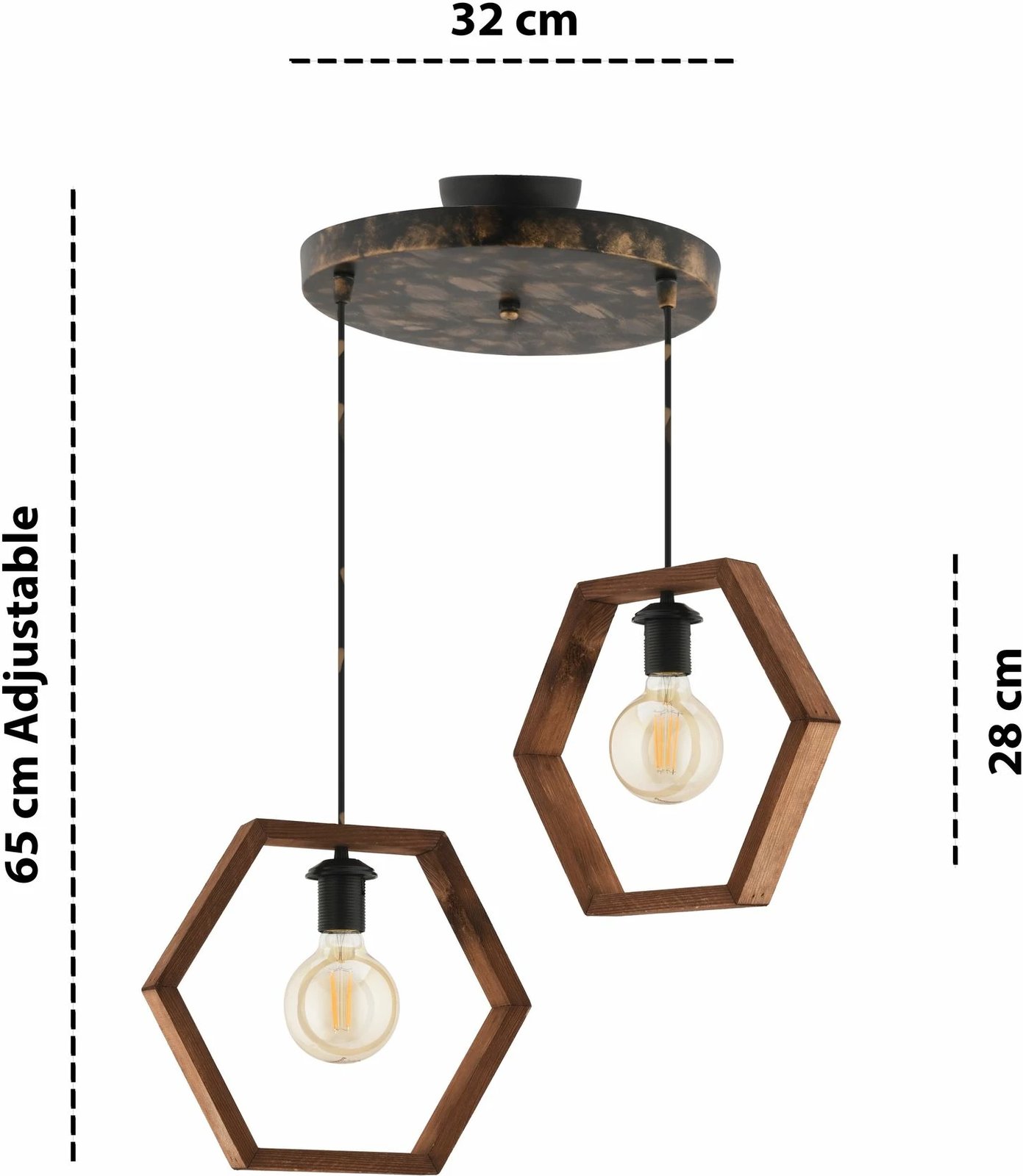 Llambë tavani Opviq, Hexagon Double, ngjyrë kafe dhe e zezë