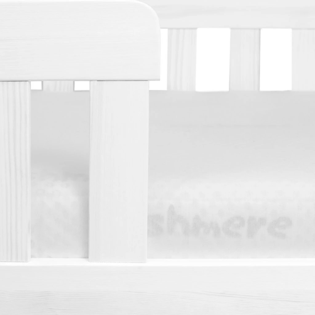 krevat fëmijësh shtëpizë, New Baby CASTELLO, 160x80 cm, gardh mbrojtës dhe dysheme me leta elastike, dru pishe, i bardhë