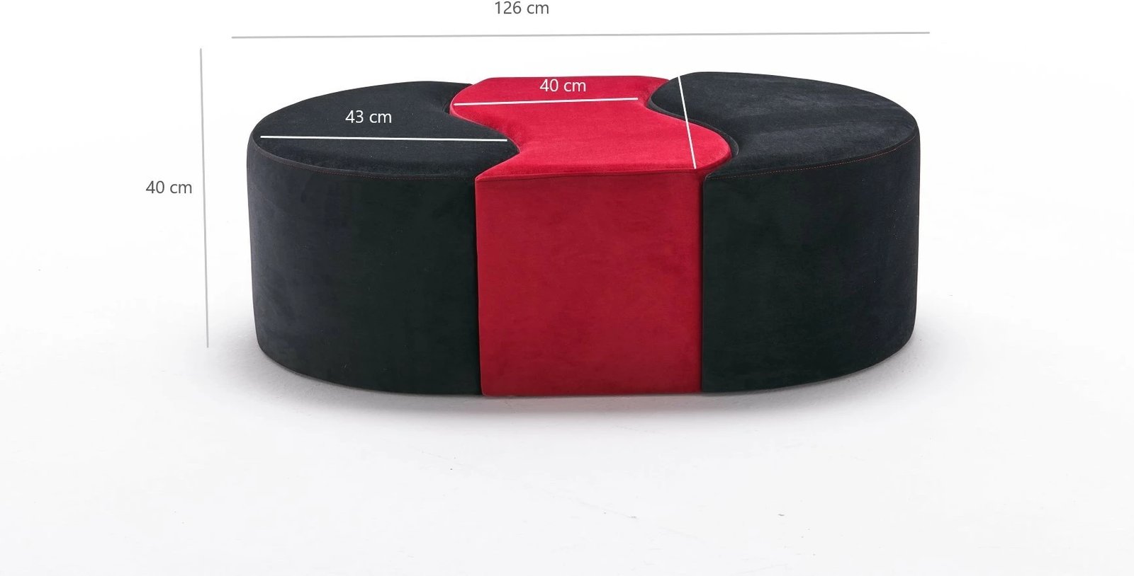 Puf Atelier del Sofa Alya, ngjyrë e zezë dhe e kuqe