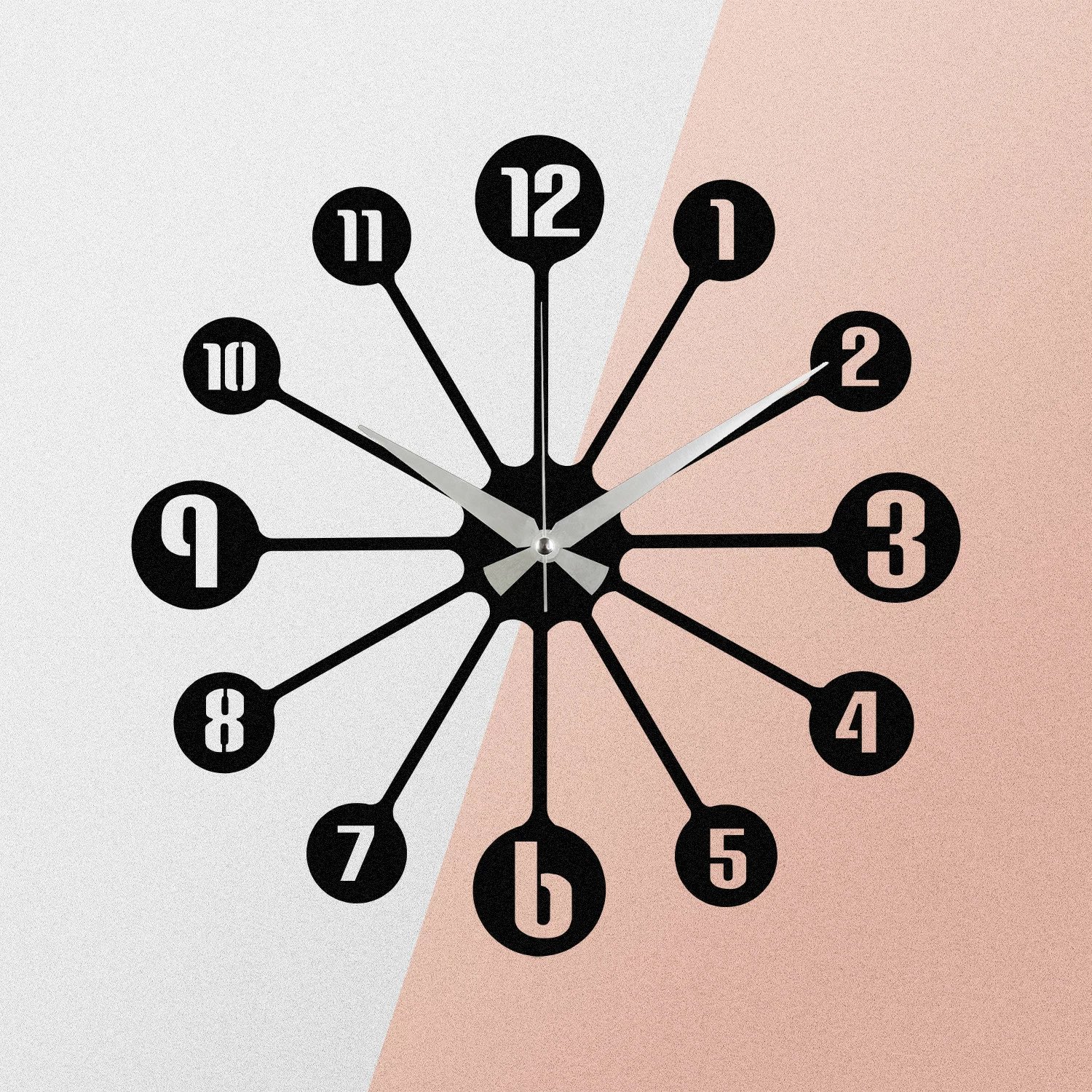 Orë muri dekorative prej metali, Wallity Enzoclock - S014, e zezë, 48x48cm