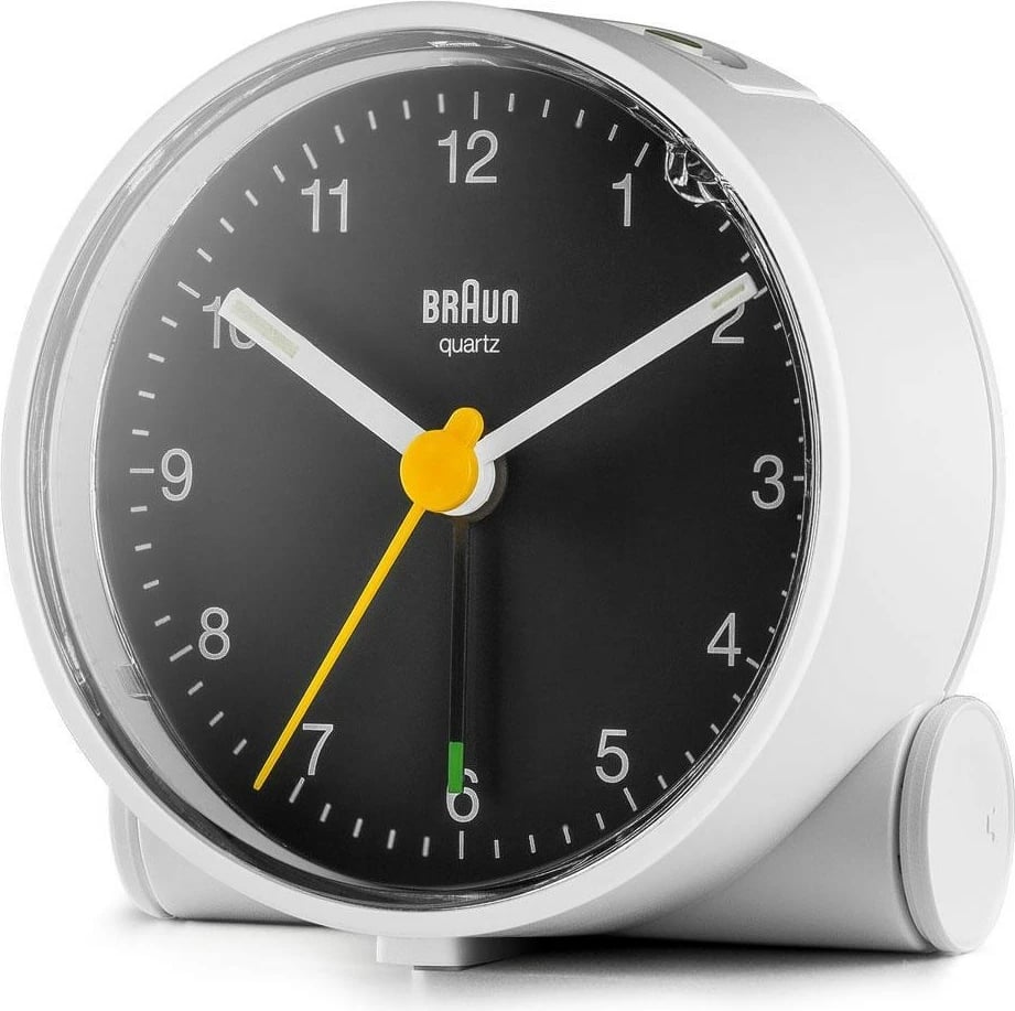 Alarm Braun BC01WB, analog, 12h, zi/bardhë Alarm Braun BC01WB, analog, 12h, zi/bardhë