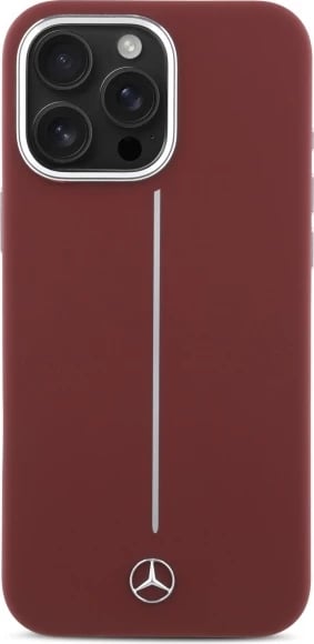Mbështjellës Mercedes Silicone me vijë të bardhë MagSafe për iPhone 16 Pro Max, Kuq