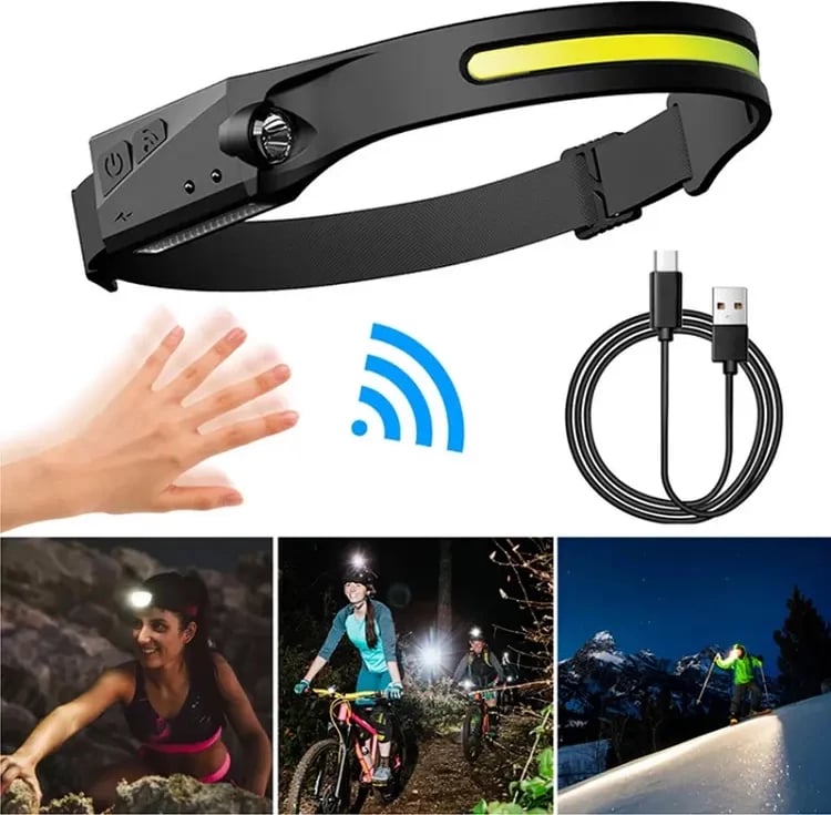 Llambë koke LED Hurtel WLCHL03 me sensor lëvizjeje, 1200 mAh, USB-C, e zezë