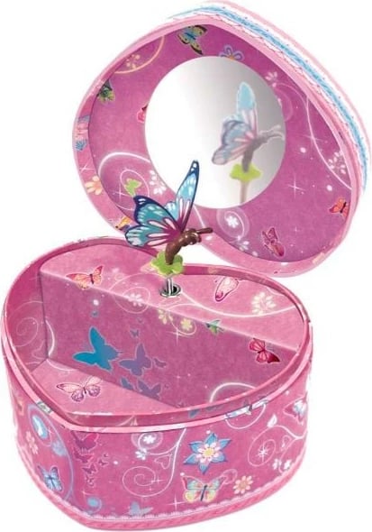 Kuti muzikore Pulio Pecoware Music Box Heart - Butterflies 2, Rozë, për vajza