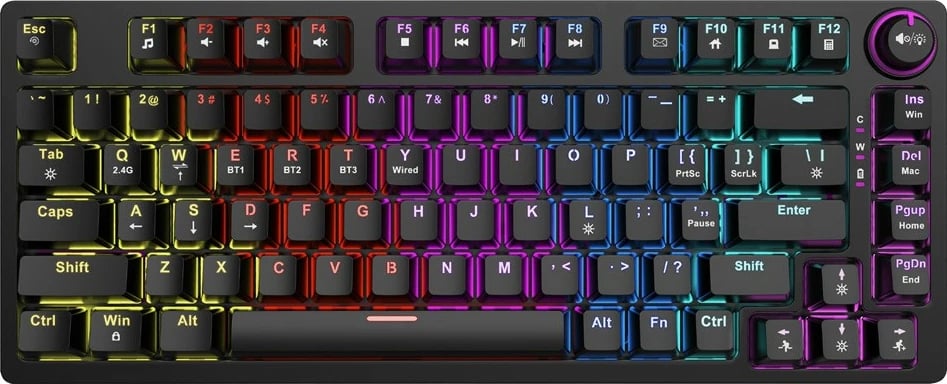 Tastierë mekanike wireless Savio Phenix, Gateron Yellow Pro, 82 taste, RGB, e zezë