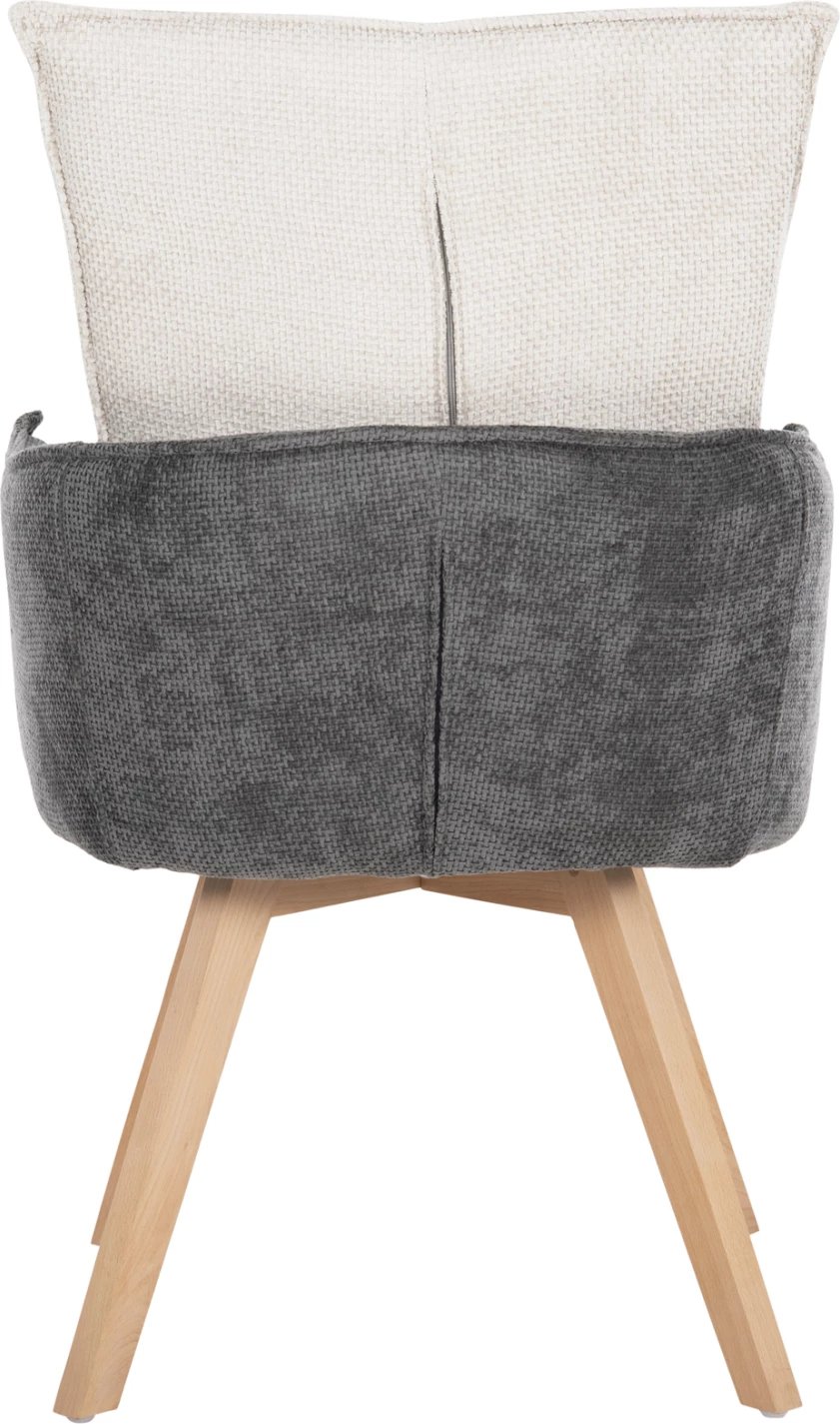 Karrige ngrënieje me krahë REX, FH9847.04, pëlhurë bezhë-gri, këmbë druri ahu, 53x60x93 cm, set prej 2 copë