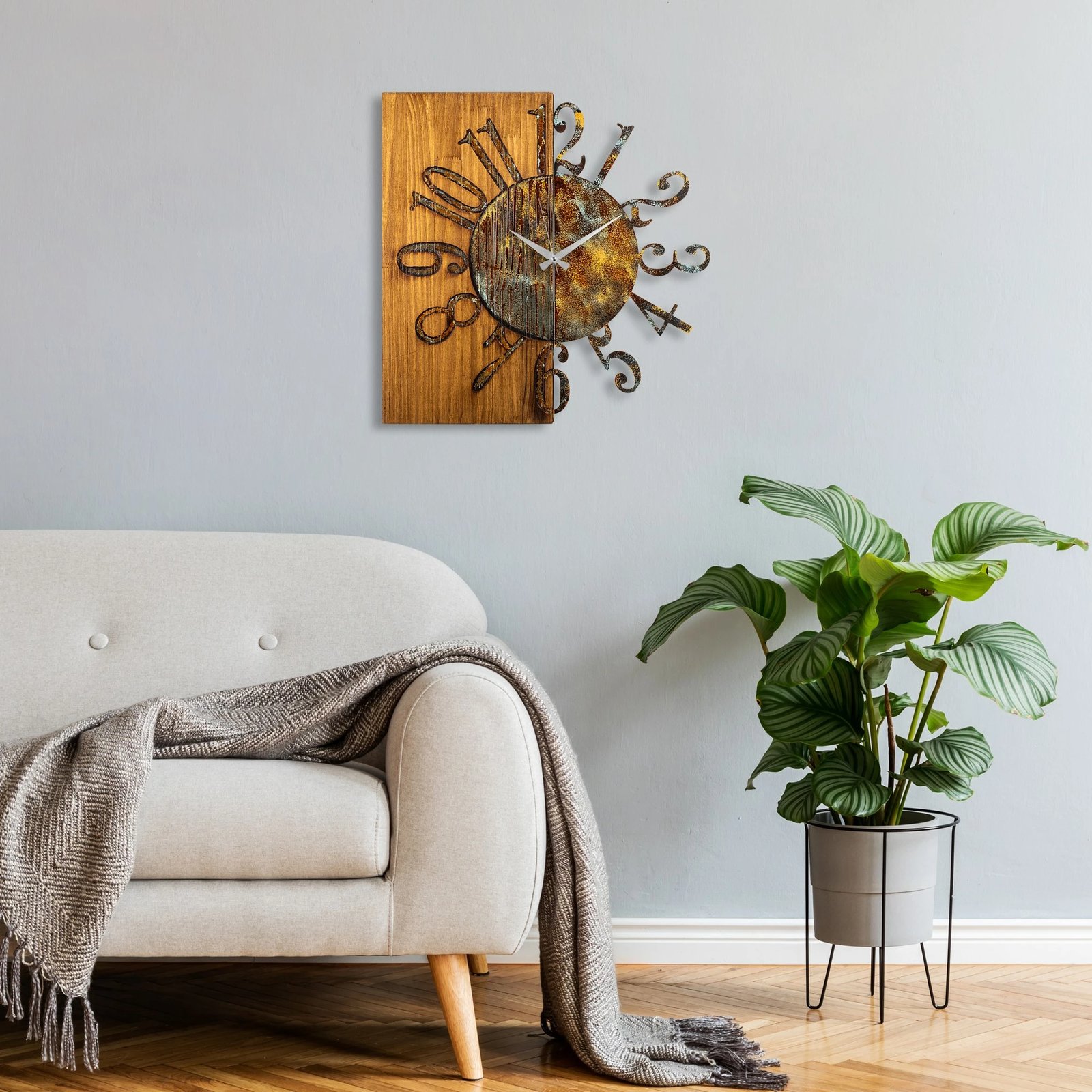 Orë muri dekorative prej druri Wallity, shumëngjyrëshe, 58x58x3 cm