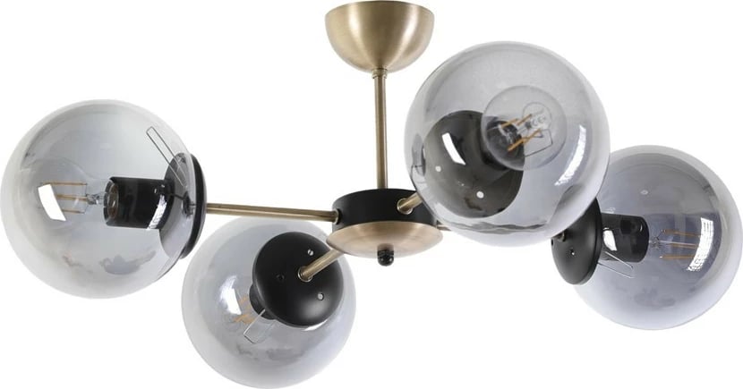 Llambë tavani Opviq Venüs, 4 llamba, qelq fume, bakër