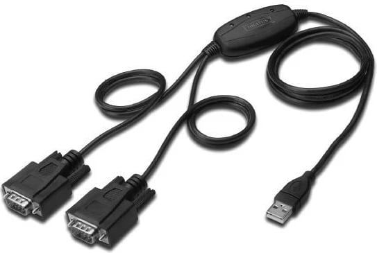 Adapter Digitus DA-70158 USB 2.0 në 2x RS232 (DB9), 1.5m, Zi