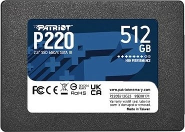 SSD Patriot P220, 512GB, 2.5 inç, SATA III