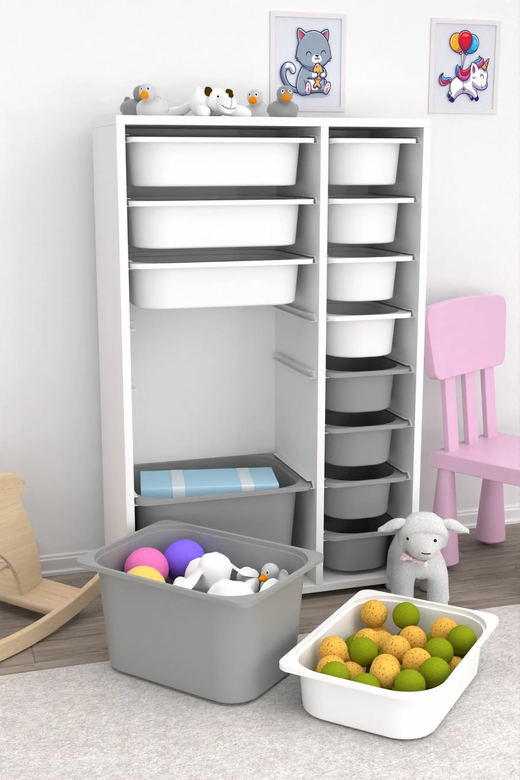 Dollap multifunksional Hanah Home, Rine 2D4K8U, i bardhë, gri