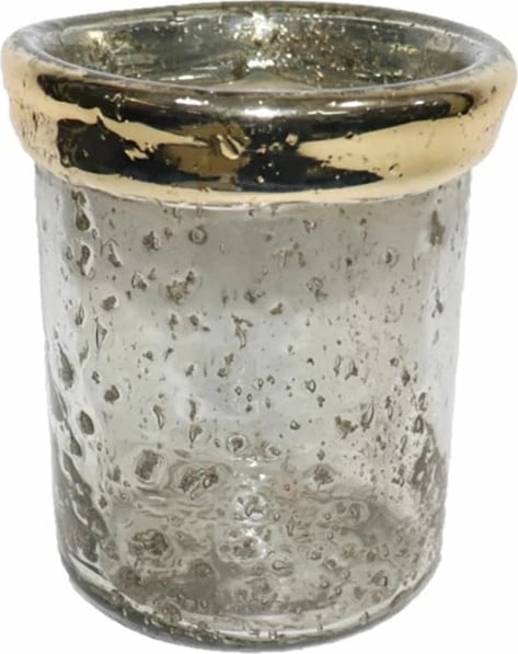 Mbajtës qirinjsh QUEMAR, xham transparent, alumini i artë, 10x10x10cm