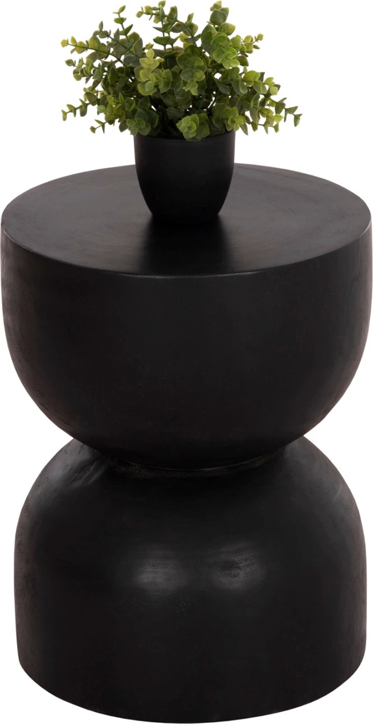 Stool i rrumbullakët FEBRY, dru suar i fortë, ngjyrë e zezë, FH9753.12, 35x45cm