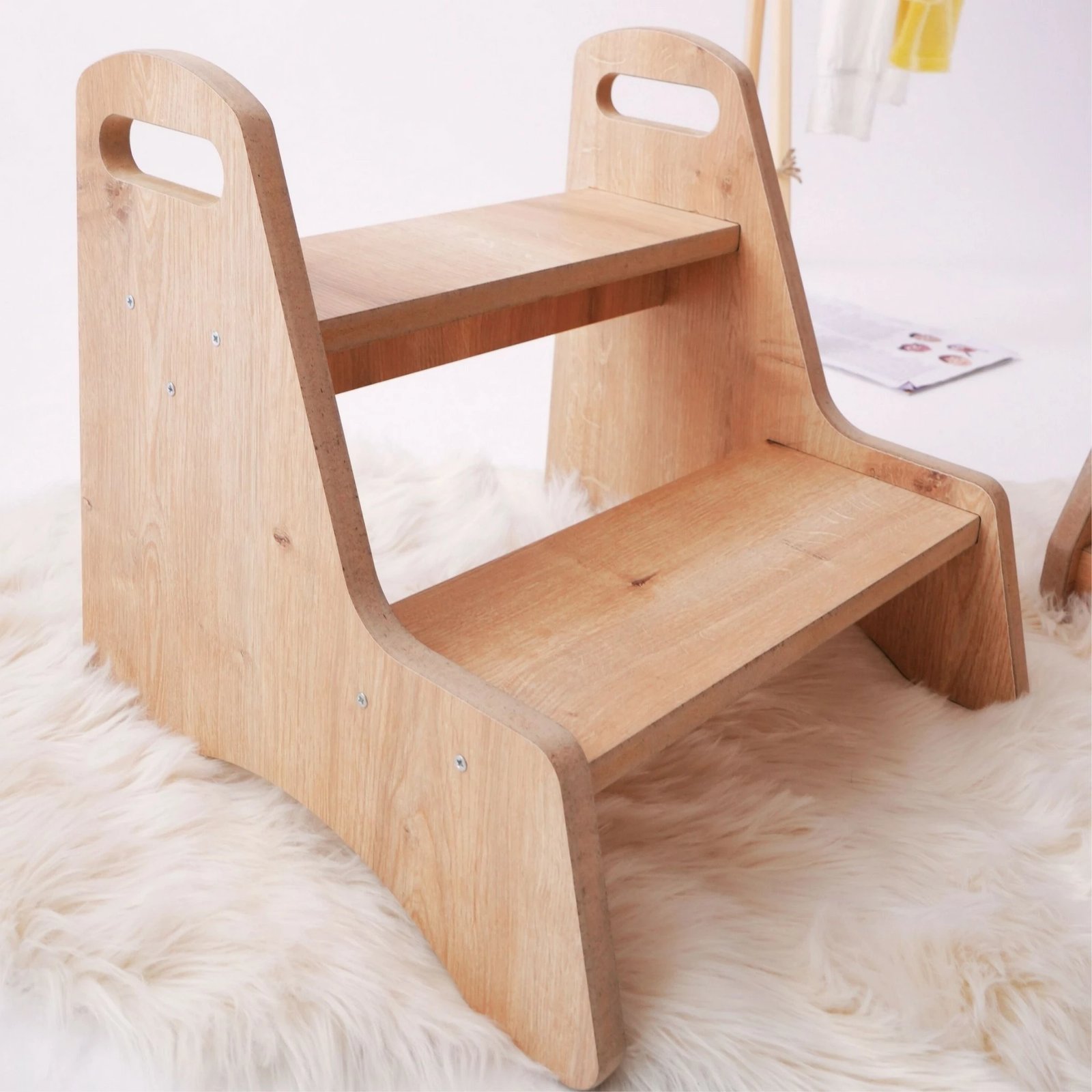 Stol për fëmijë me dy shkallë, ngjyrë kafe, Hanah Home, Steps