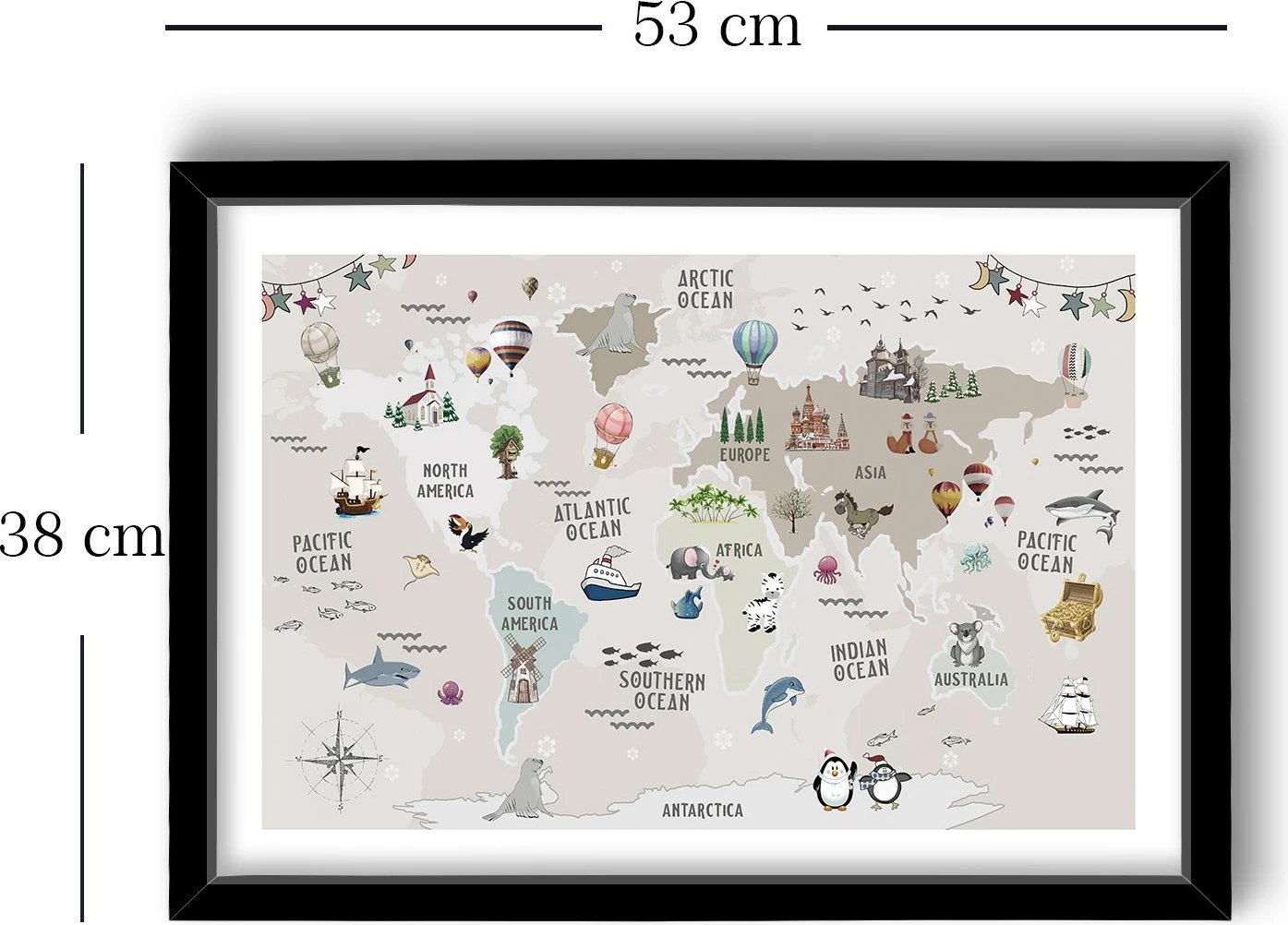 Pikturë dekorative me kornizë MDF, shumëngjyrëshe, Wallity 3853SCT-005, 38x53cm