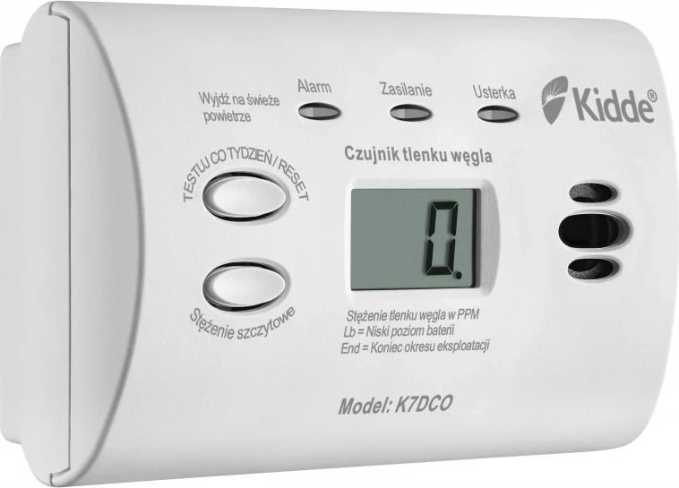 Detektor monoksidi karboni Kidde K7DCO me ekran, Bardhë