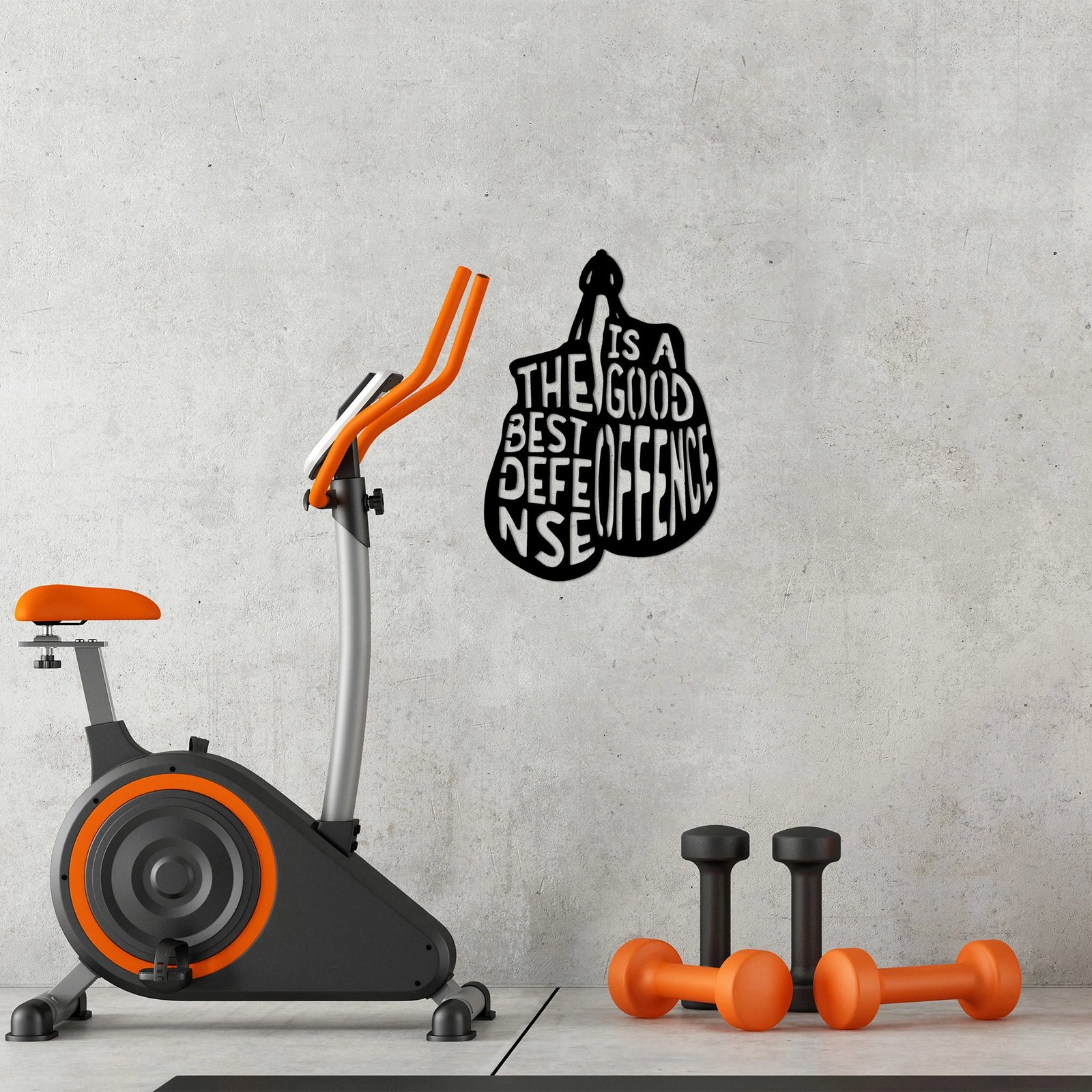 Aksesor dekorativ metalik për mur, Wallity, The Best Defense Is A Good Offence, 50x70cm, i zi