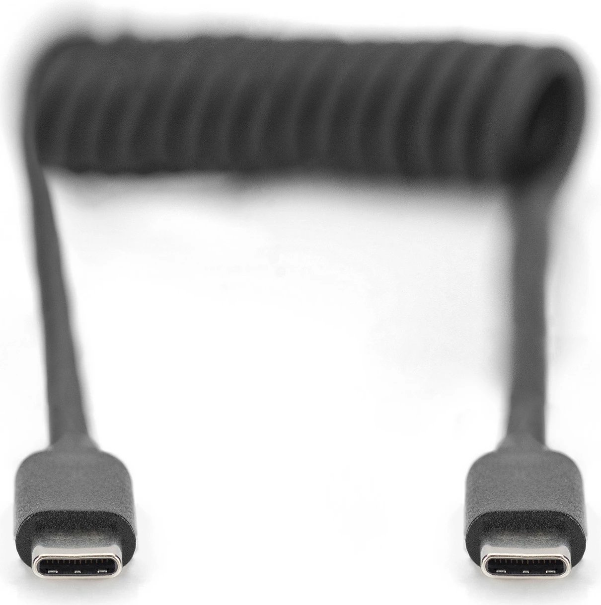 Kabllo spiral USB C në USB C Digitus, 1 m, USB 2.0, e zezë